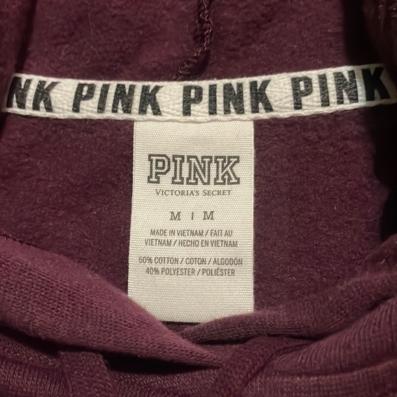 Pink Victoria Secret maroon hooded top with “Pink” sequin lettering Ladies Sz M - Picture 14 of 15